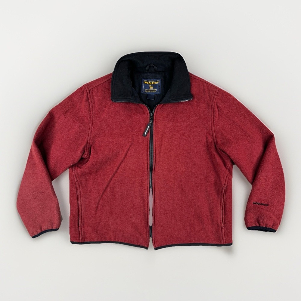 Vintage Woolrich 100% Wool Full Zip‎ Jacket Womens M/L Ruby Red Heritage Lined